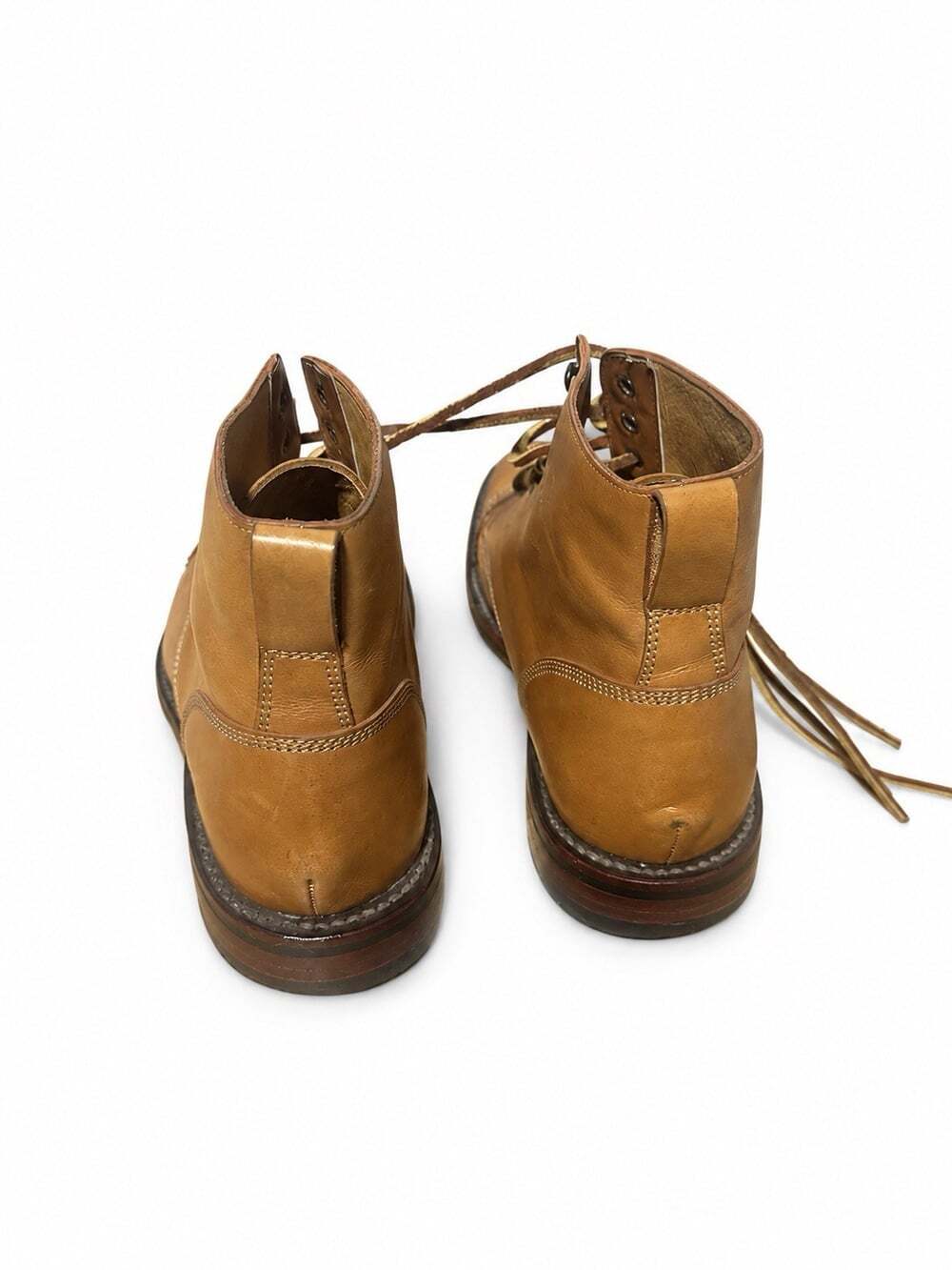 Tan Brown Leather Lace Up Cap Toe Ankle Boots Men’s Dress Casual Boots Preowned - Picture 4 of 7